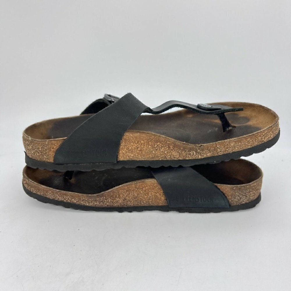 Birkenstock Gizeh Women Size 40 Black Birko-Flor T Strap Thong Leather Sandal - Picture 9 of 11